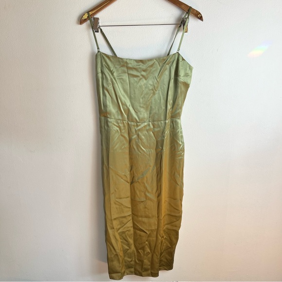 Reformation Oakley Silk Midi Dress in Artichoke - Picture 1 of 11